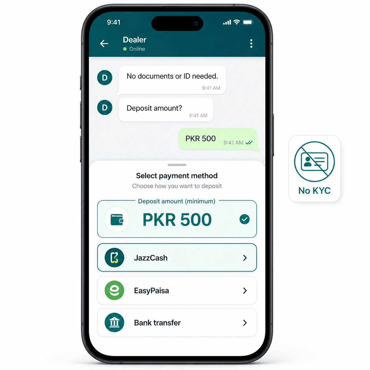 BetPro ID setup confirmation on a mobile phone